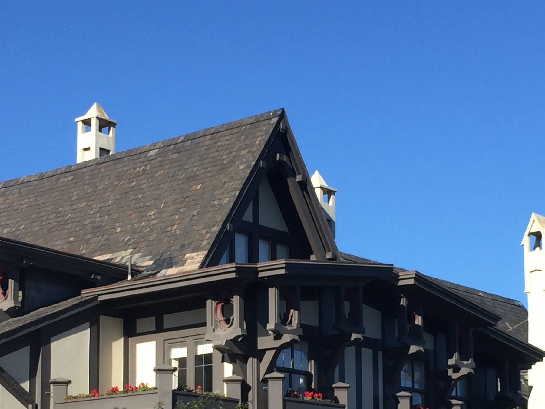 Half-timbered gables on a Presidio Heights home
