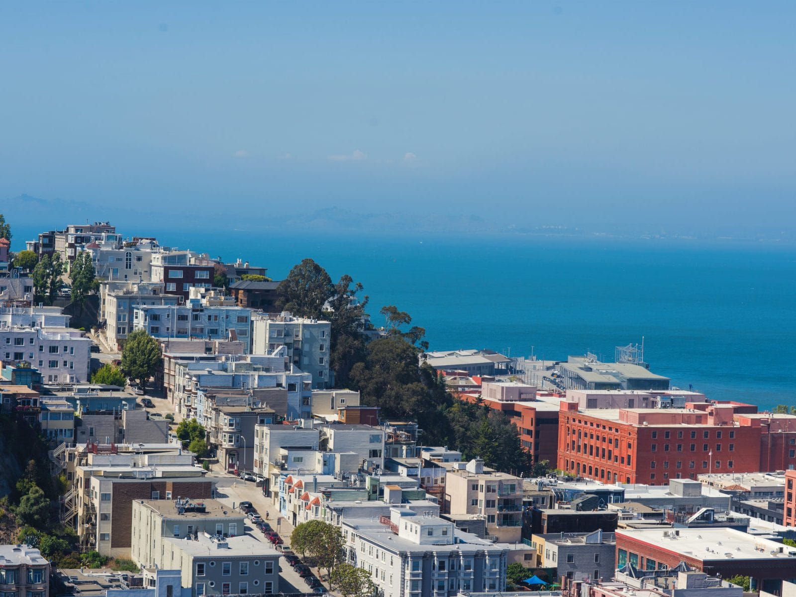 Telegraph Hill and Coit Tower seen from Russian Hill