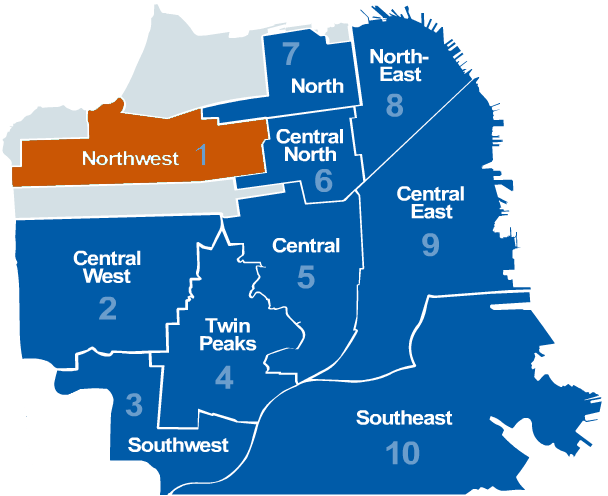 Map highlighting SFAR MLS District 1