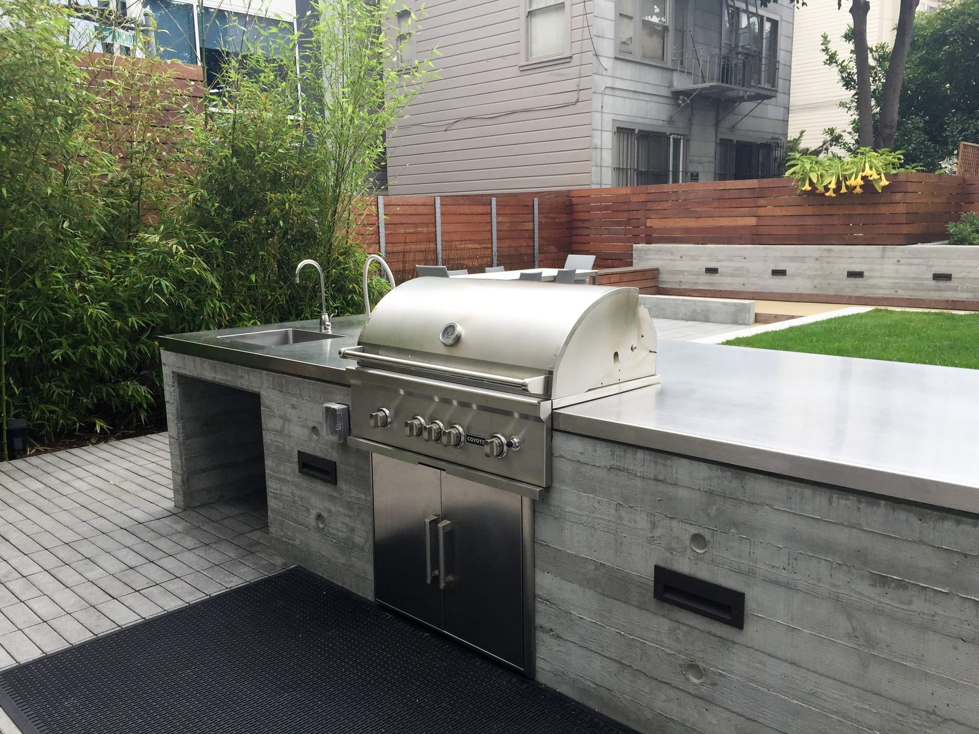 Barbecue grill in The Marlow courtyard