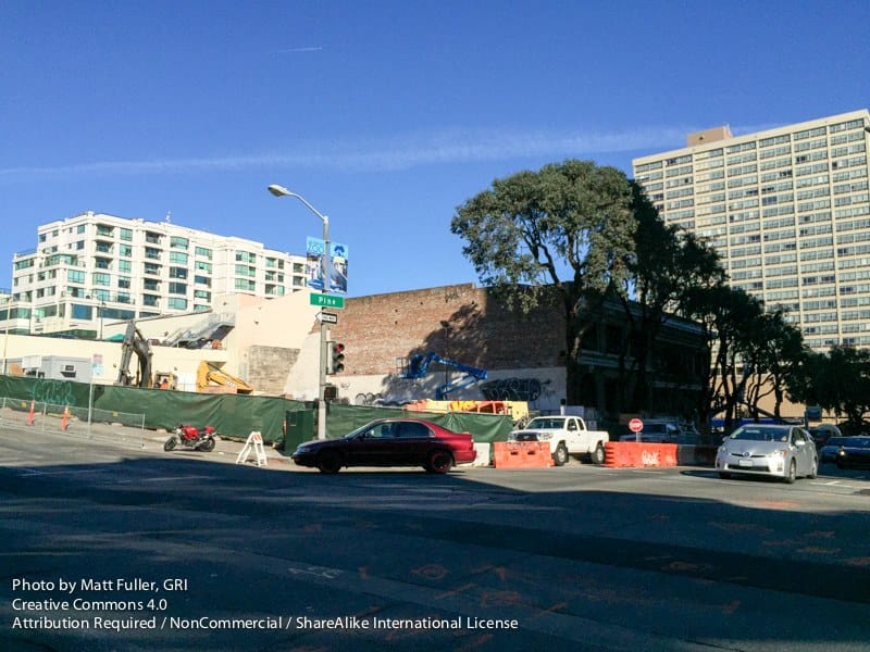 The Rockwell site on Pine Street between Van Ness and Franklin on demolition day