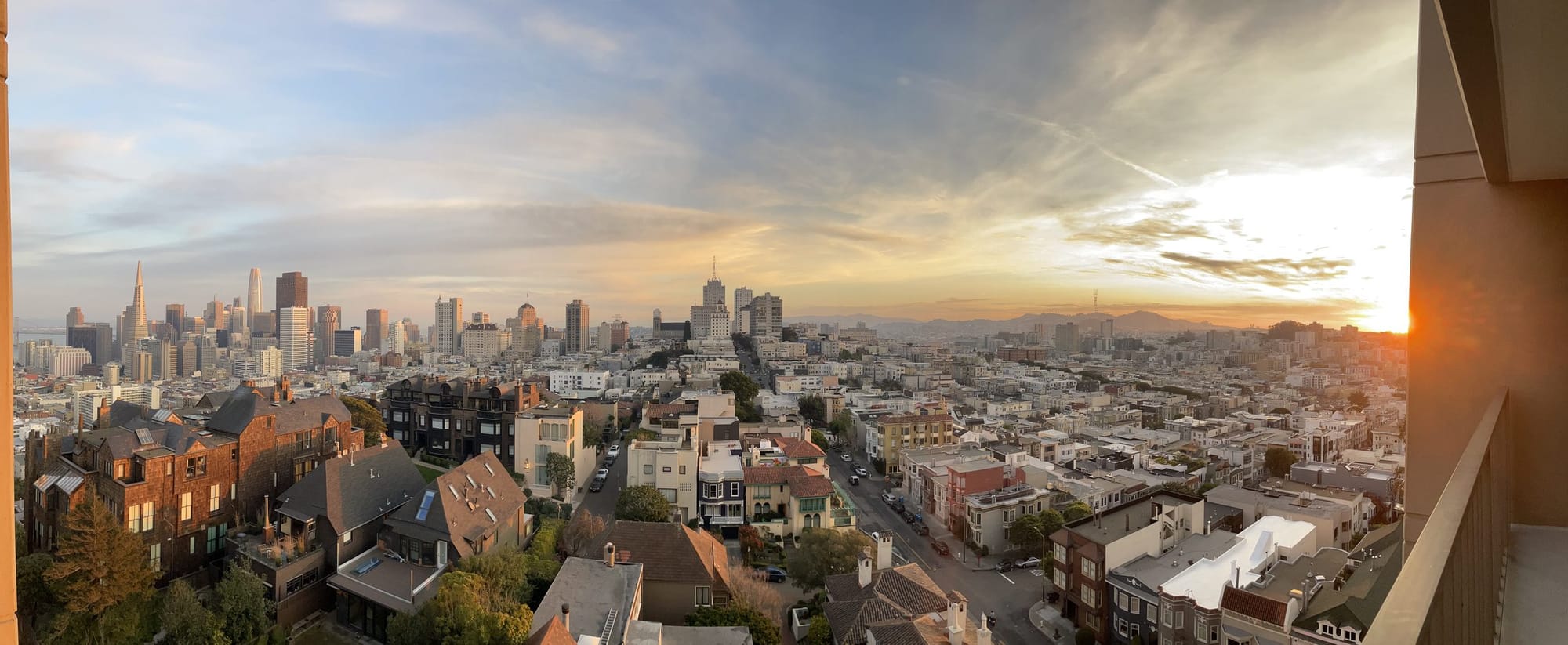 Downtown San Francisco at sunset from The Summit