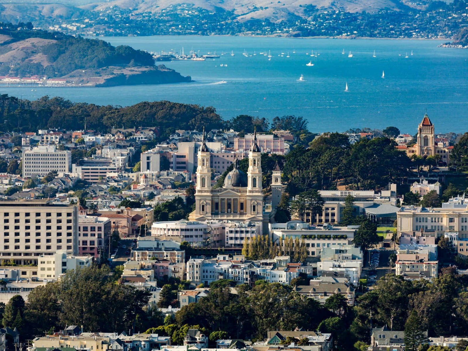 St. Ignatius Church and the Bay seen from Twin Peaks
