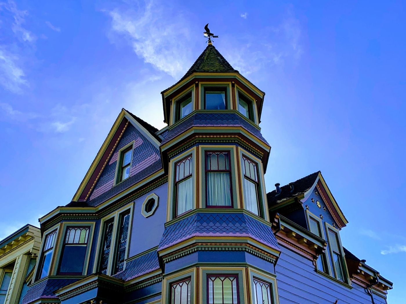 Purple Victorian tower in Noe Valley