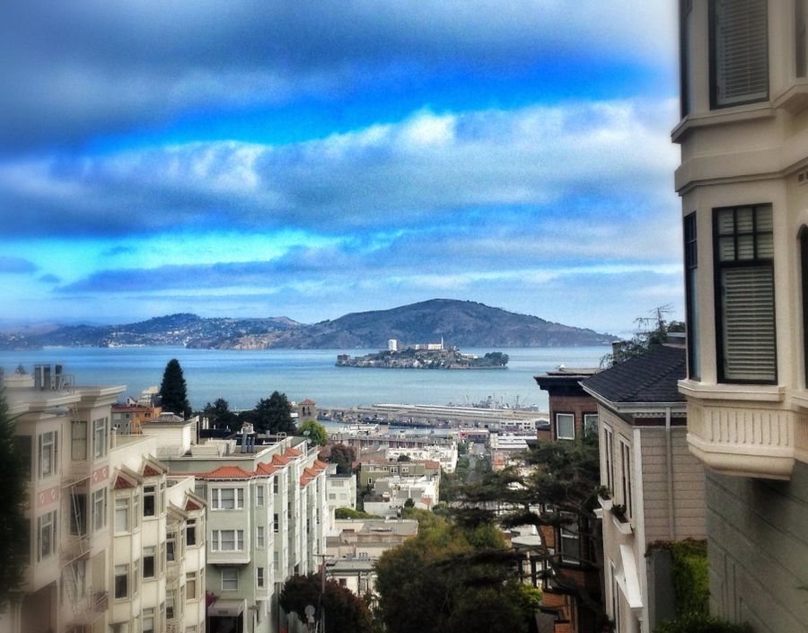 View from Russian Hill toward Alcatraz and the Bay