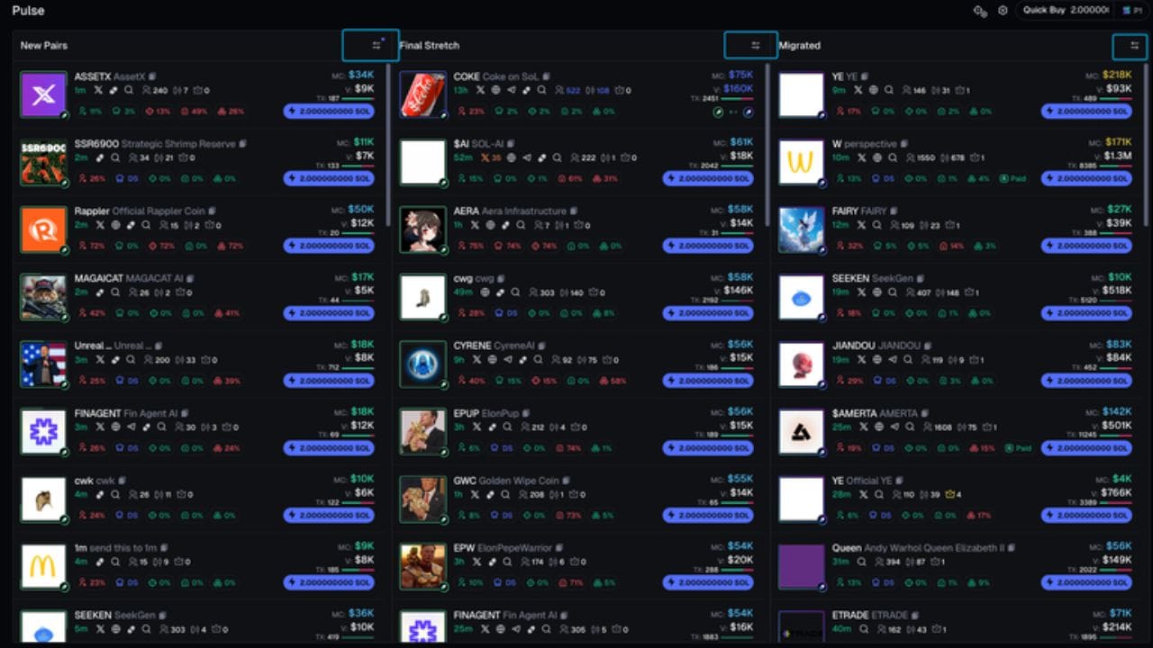 Axiom Trade Pulse System screenshot