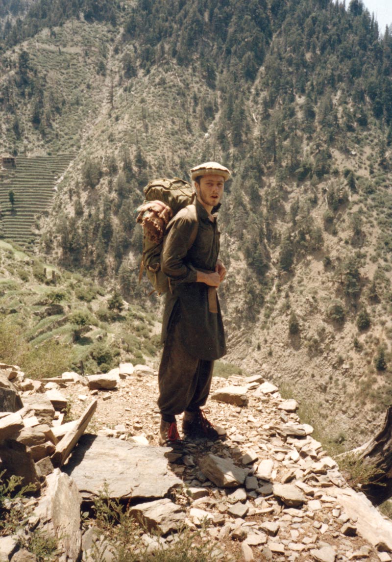This is photo of Ed in shalwar kameez travelling with guerrillas in Kunar province