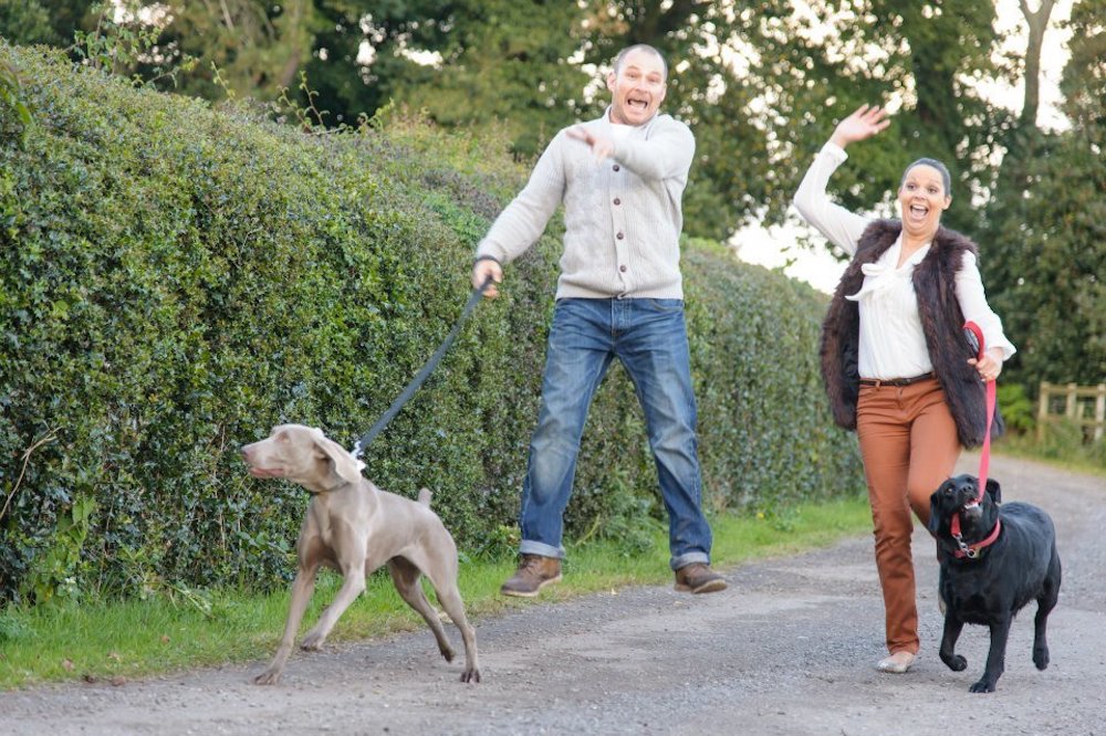 Joe and Tim with their dogs