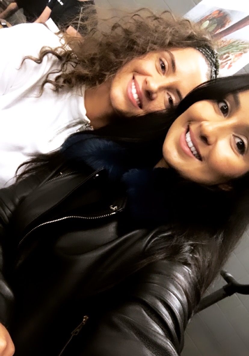 Suz and her friend Dee smiling