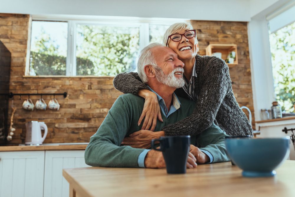 couple sitting in the kitchen