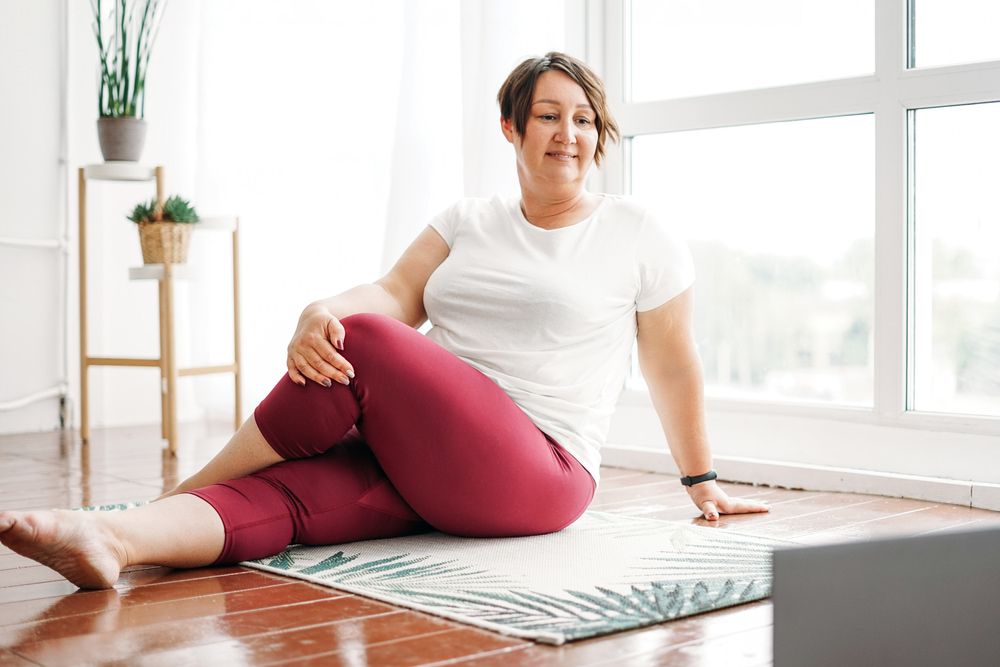 Woman doing yoga at home