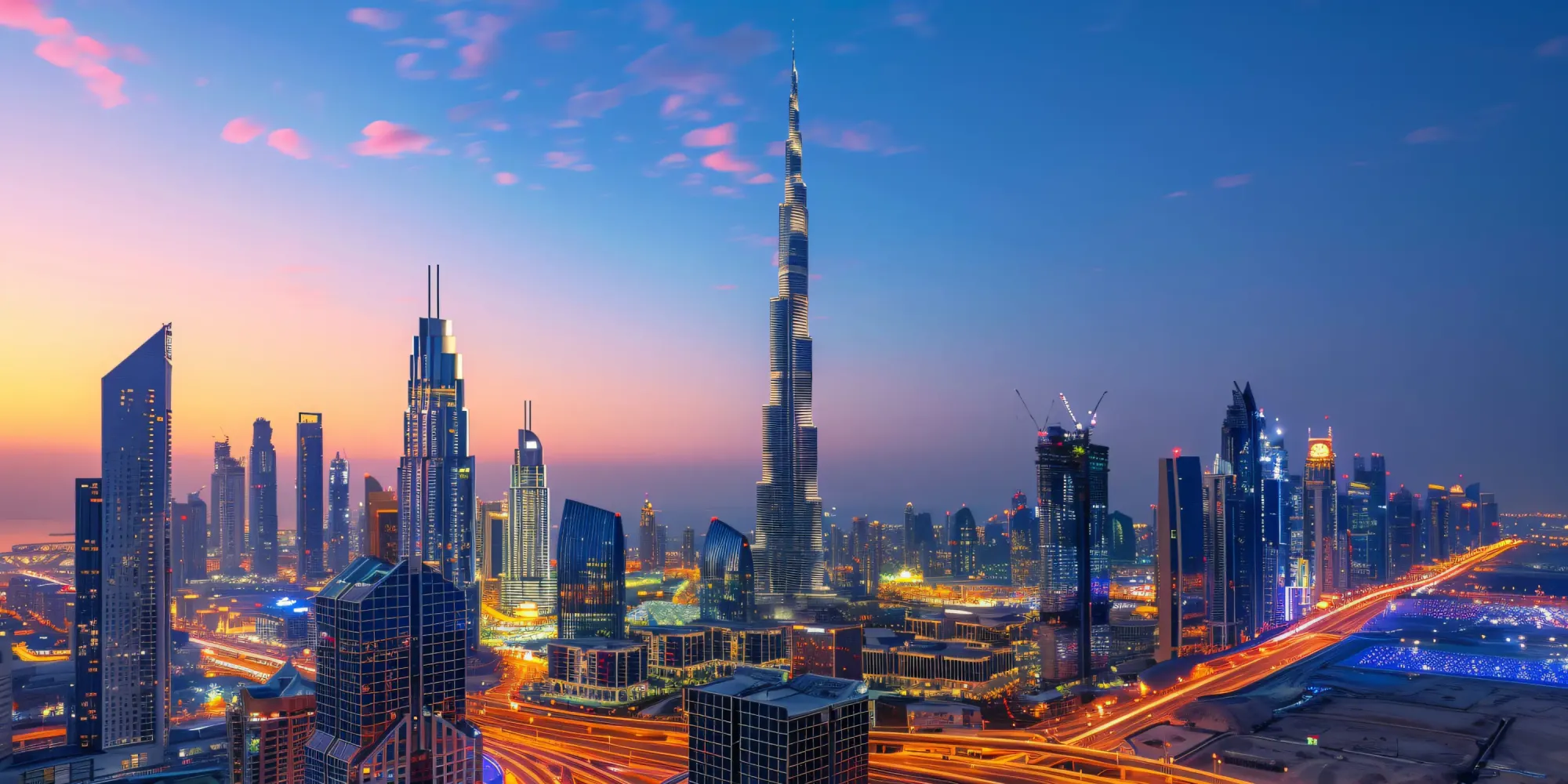 Skyline of Dubai featuring modern skyscrapers — symbolizing the UAE's leadership in real estate tokenization.