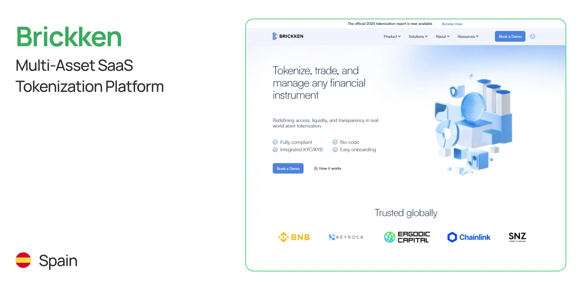 Brickken – Multi-Asset SaaS Tokenization Platform infographic