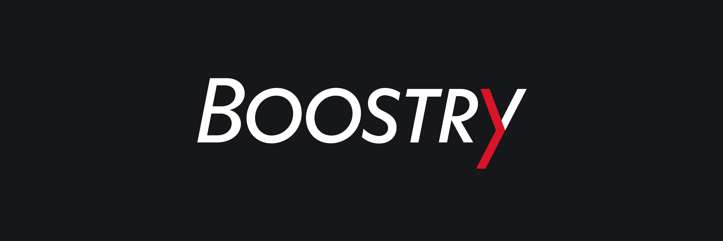 Boostry logo – white text “BOOSTRY” on a black background, with the letter Y highlighted by a red angled stroke.