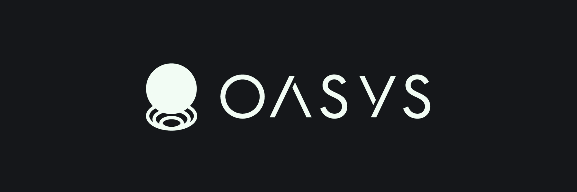 Oasys logo – light green text “OASYS” with an abstract circle and concentric lines on the left, on a black background.