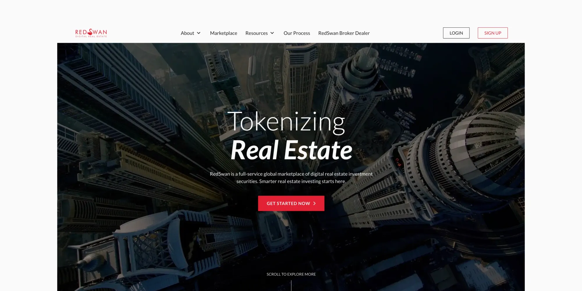 Screenshot of RedSwan website homepage, April 2026