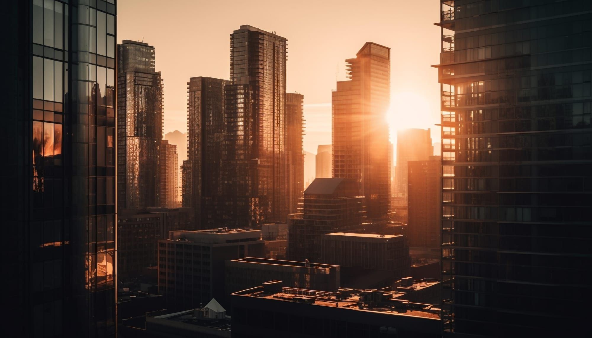 Photo of modern skyscrapers at sunrise — symbolizing the dawn of real estate tokenization and the transformation of global property markets.