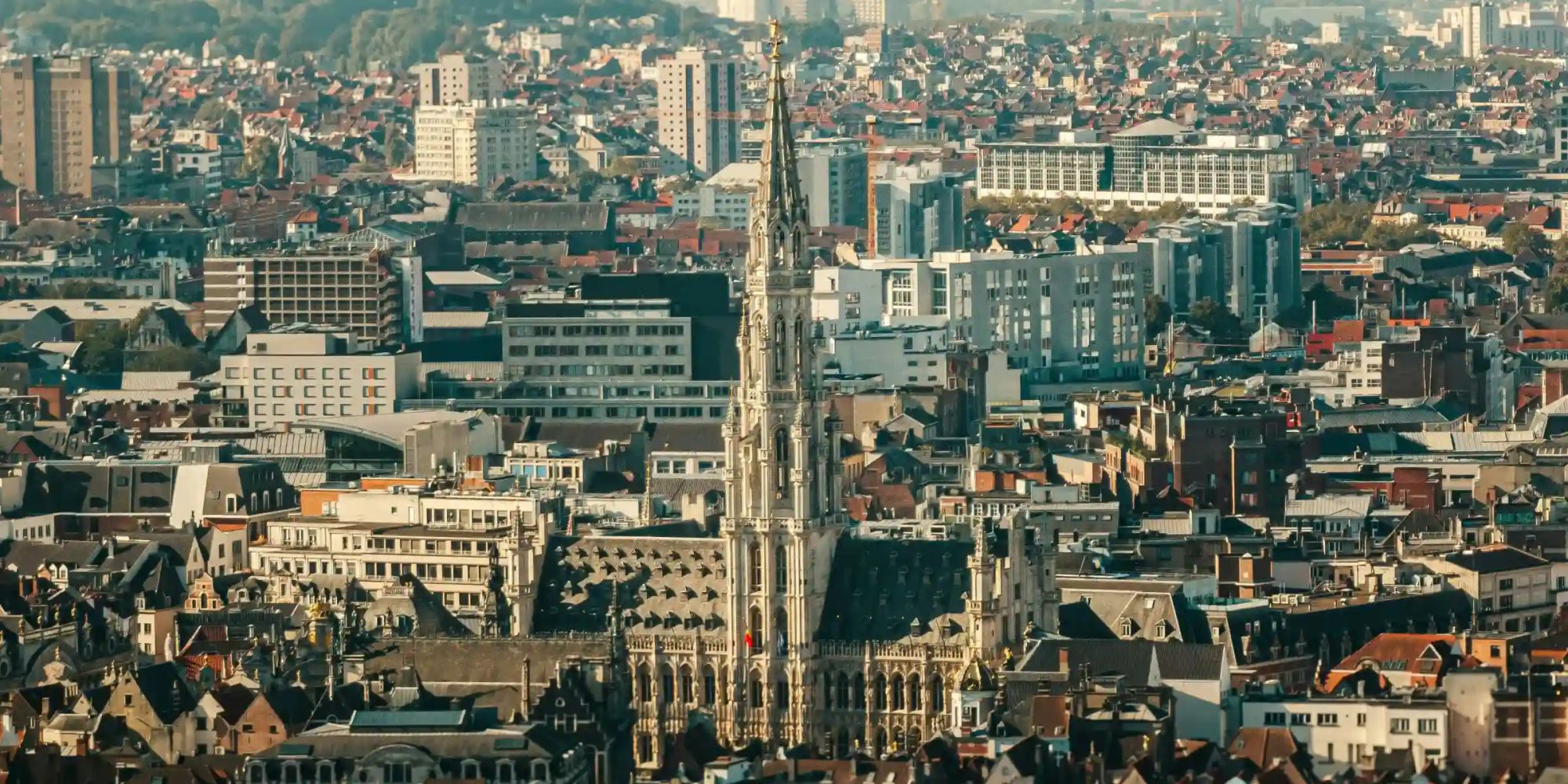 Brussels aerial cityscape — real estate tokenization in Belgium