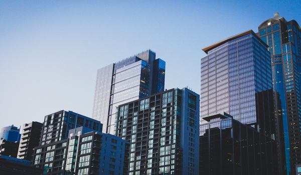 Beautiful buildings in the evening