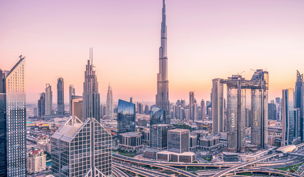 Downtown Dubai at sunset