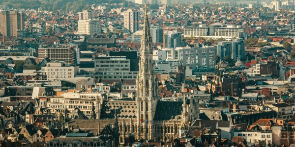 Brussels aerial cityscape — real estate tokenization in Belgium