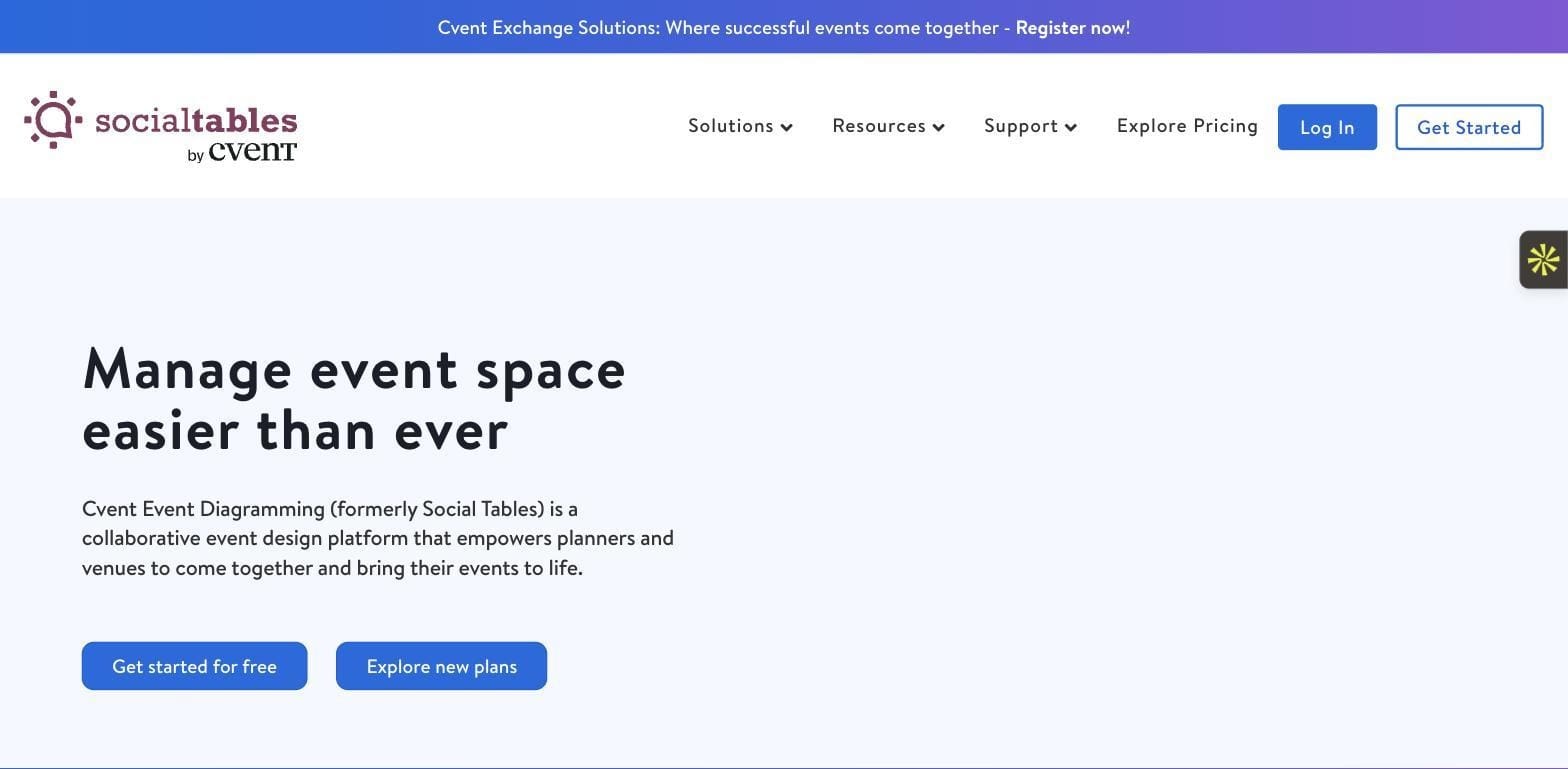 Social Tables by Cvent website — event diagramming platform