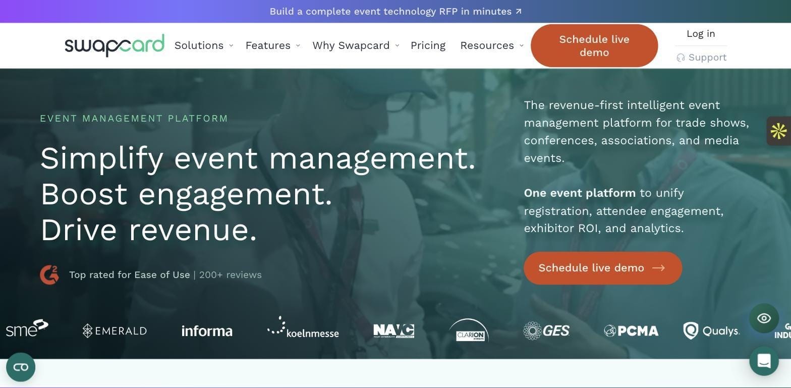 Swapcard website — revenue-first event management platform