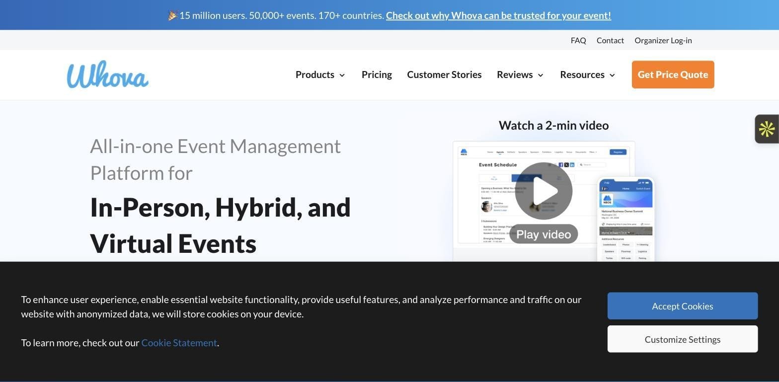 Whova website — award-winning event apps and event management