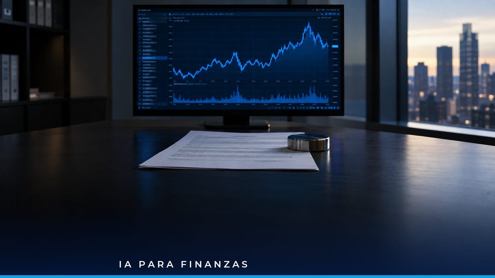 Director financiero revisa en pantalla la posición neta en divisas y escenarios de cobertura