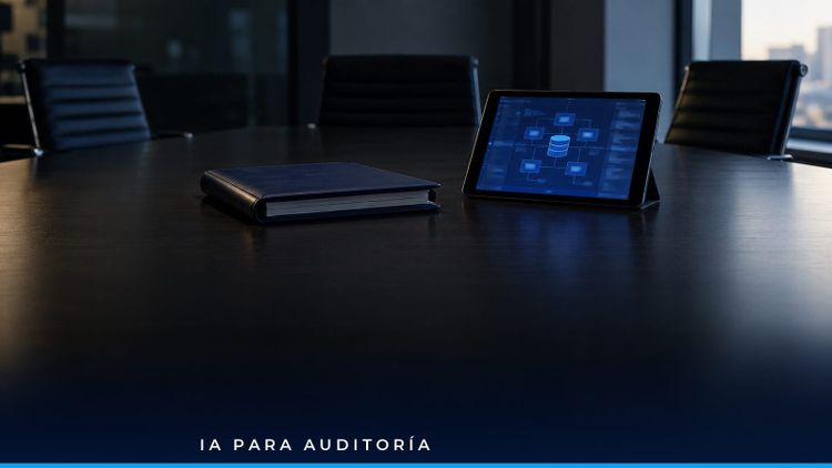 Socio de firma pequeña revisando en pantalla el mapa de riesgos de calidad de su despacho