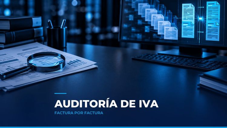 Formulario impreso y lupa sobre una factura con documentos en cascada al fondo, como símbolo de la auditoría de la declaración de IVA