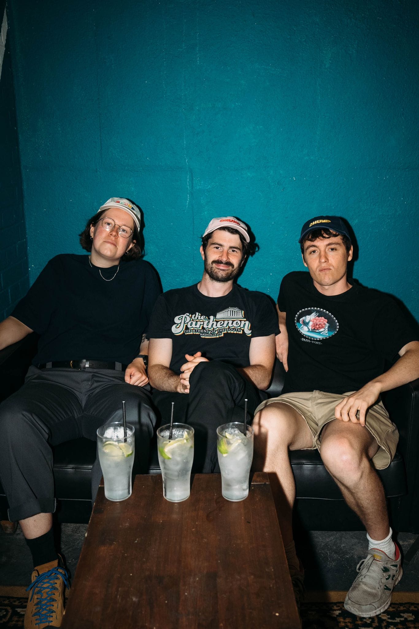 Chloe Petts, Paddy Young, Sam Campbell backstage. Photo: Joanna Bongard