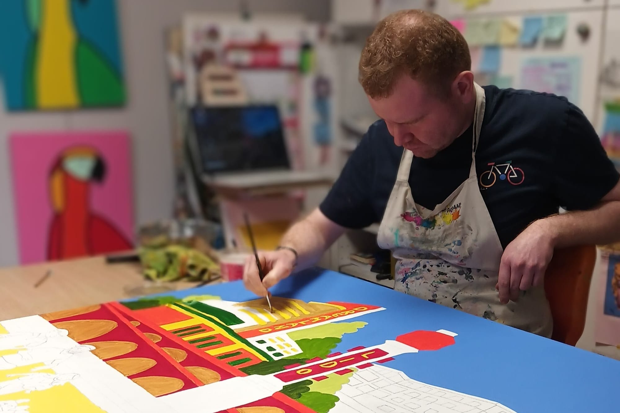 Alex working on a large landscape. Photo: Sandra Art4All