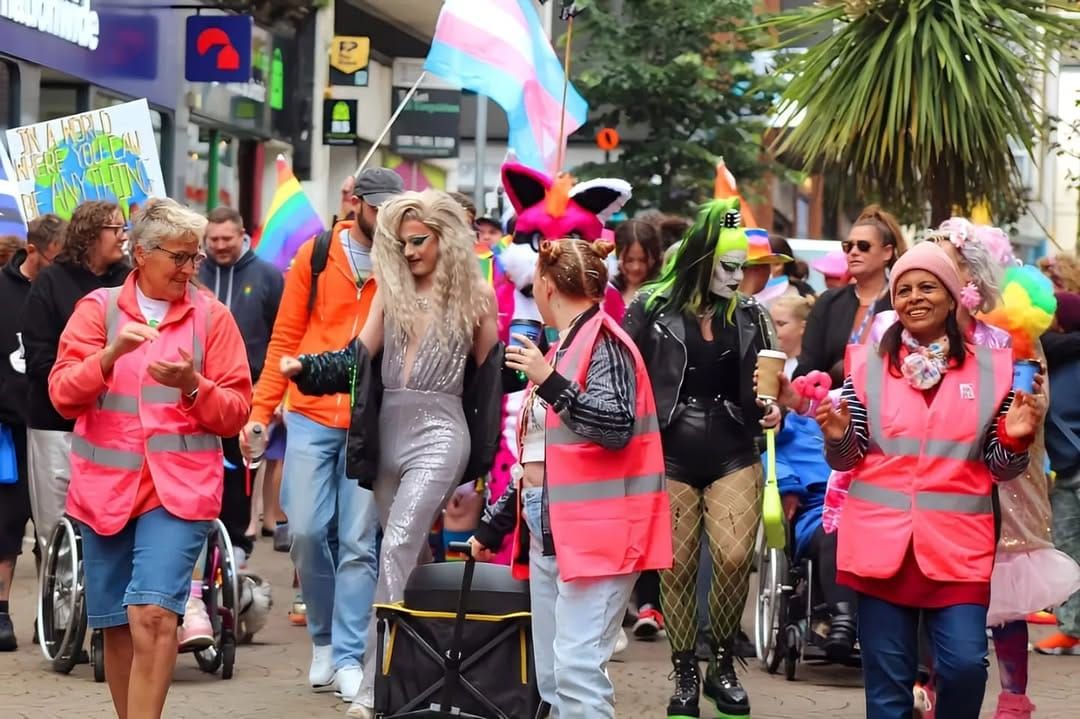 A group of people celebrate Pride in Ramsgate