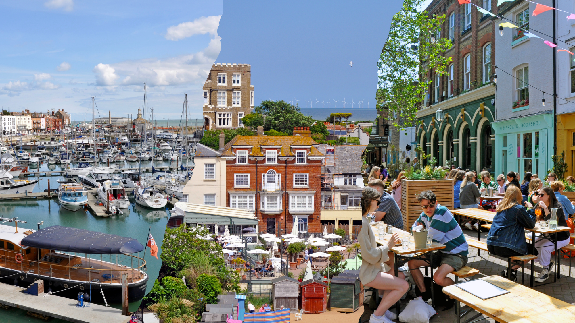 A collage of photos of Ramsgate, Broadstairs and Margate