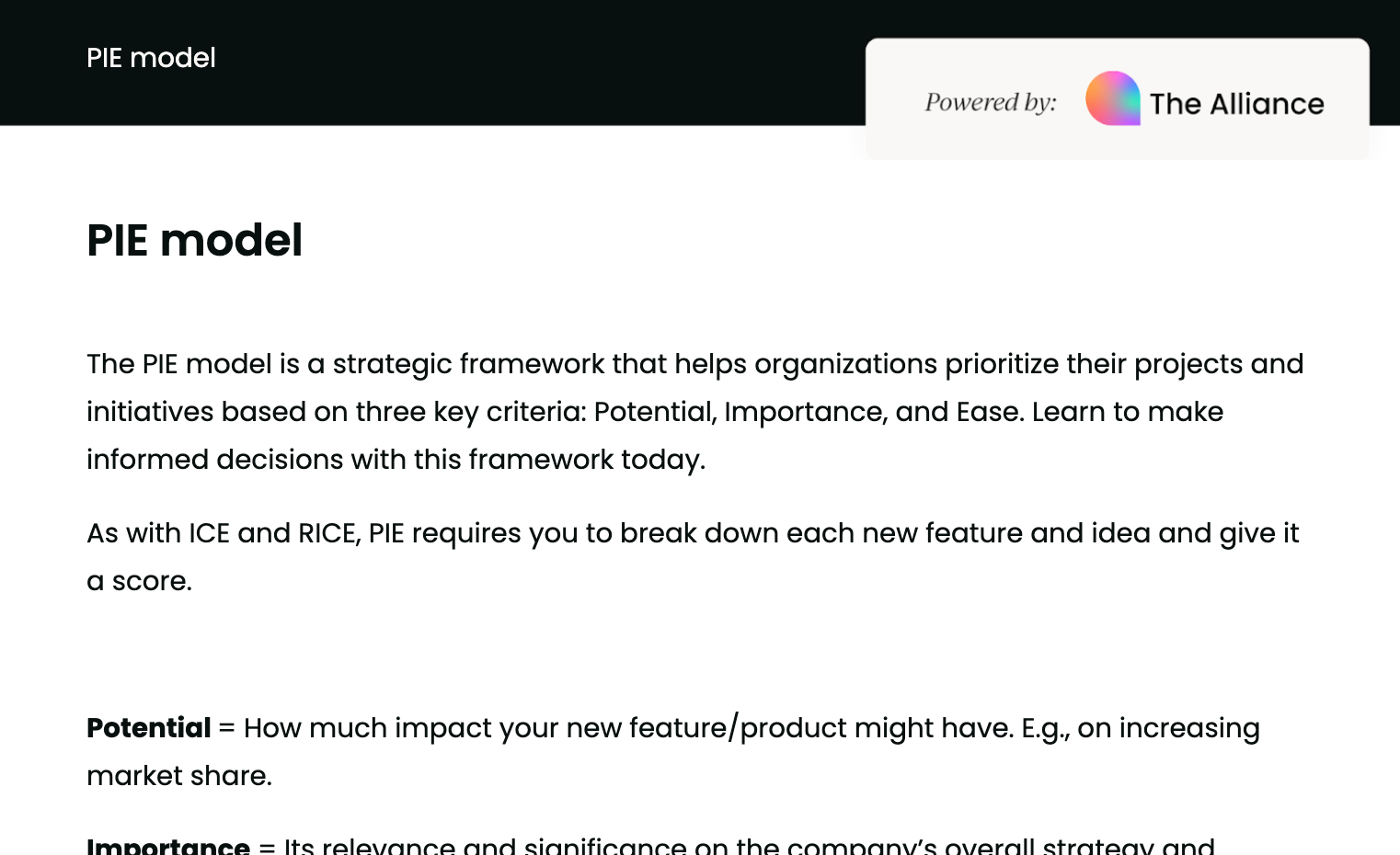 PIE model framework