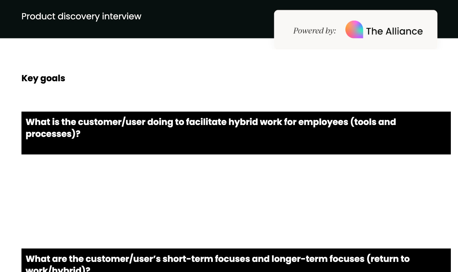 product discovery interview questions and script template