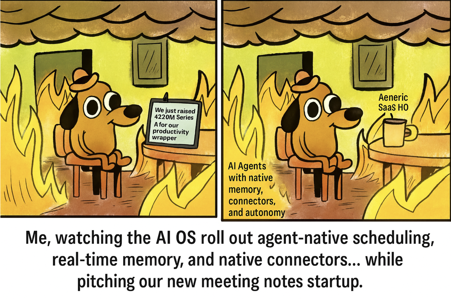 This is fine meme depicting Record's impact on SaaS