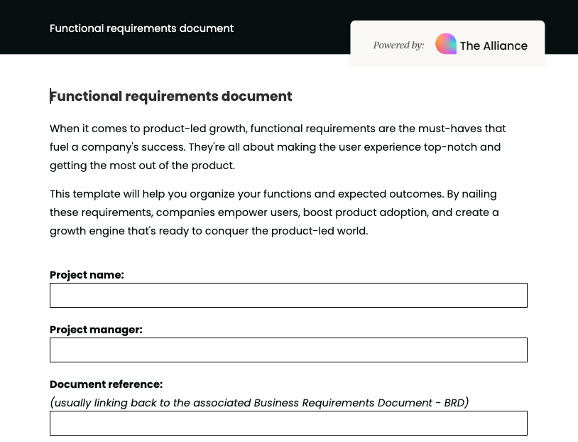 Functional requirements document template
