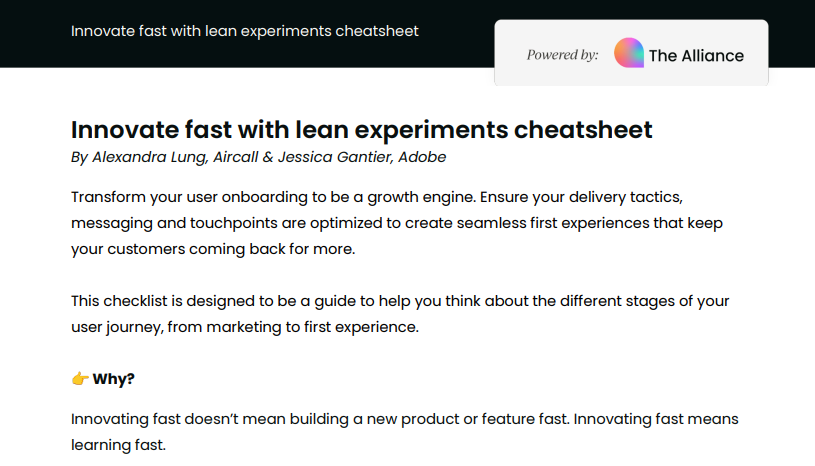 Lean experiments cheatsheet