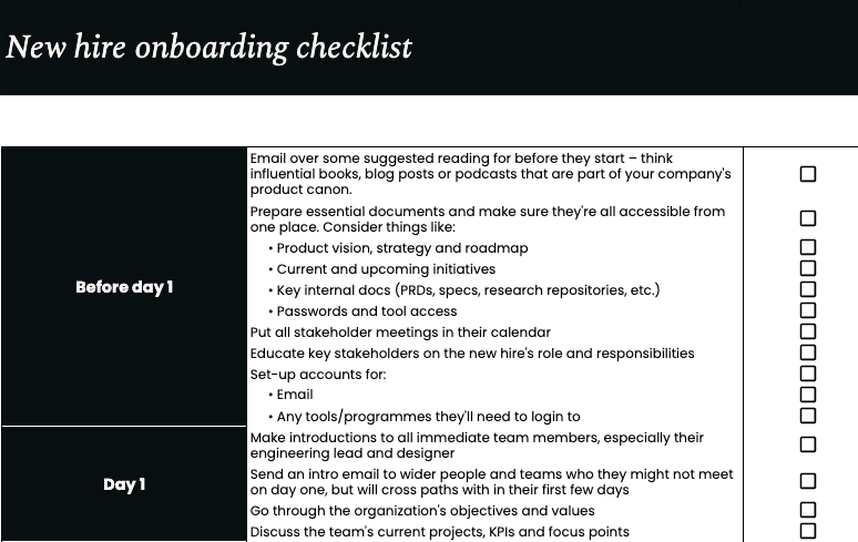 new hire onboarding checklist