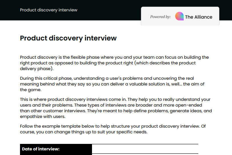 product discovery interview template