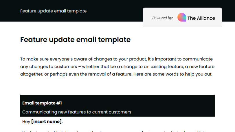 feature update email template