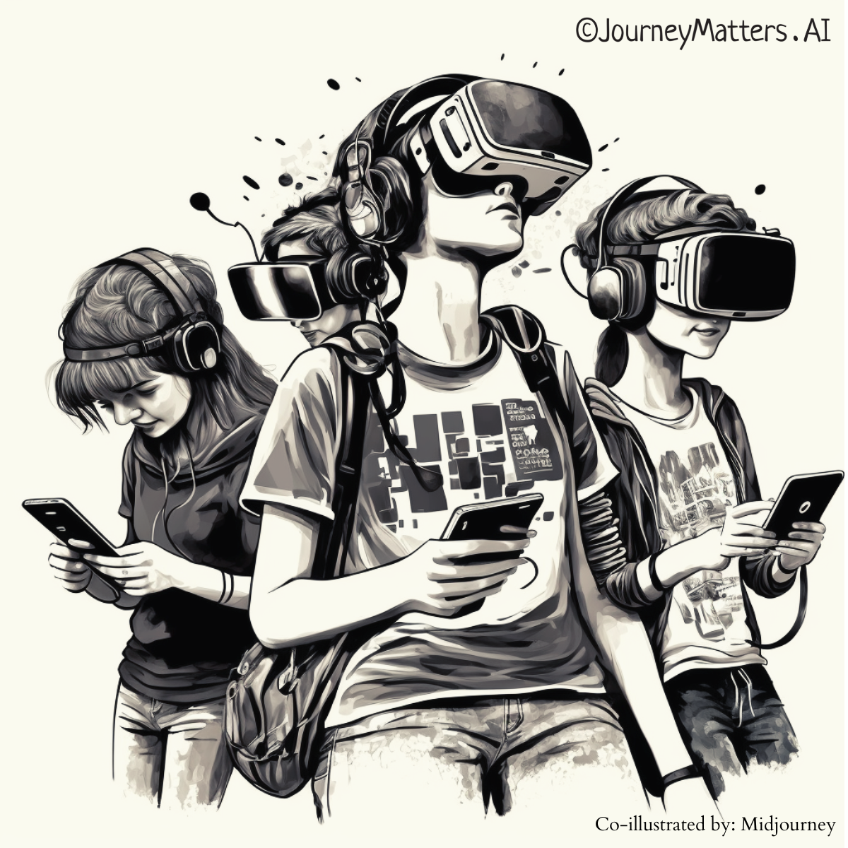 A group of generation alpha teenagers