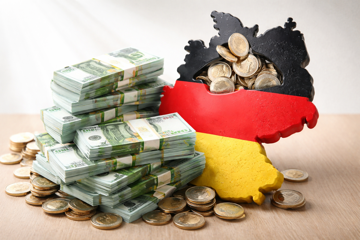 pușculiță germană cu bancnote euro