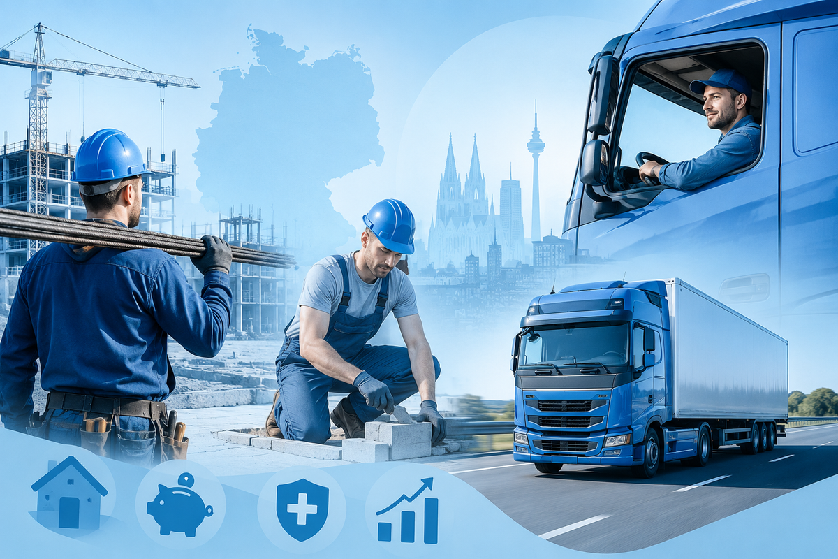 Lucrători în Germania, în construcții sau transport