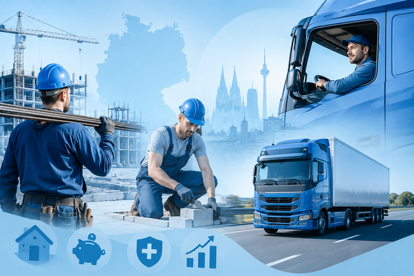 Lucrători în Germania, în construcții sau transport