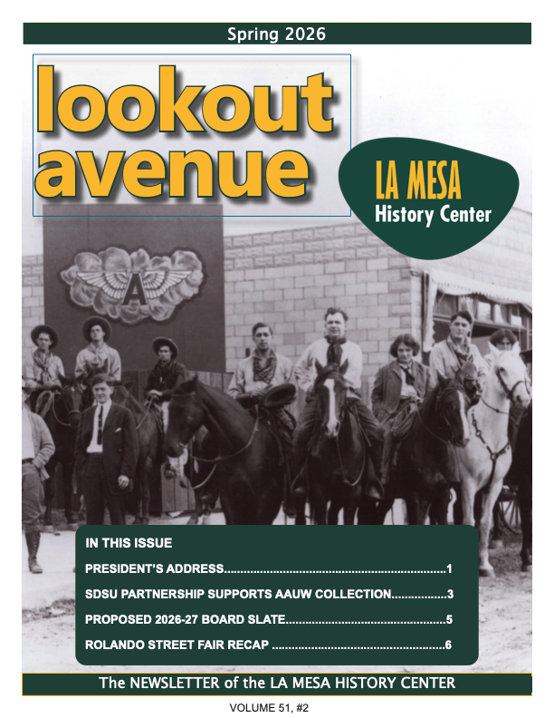 Front cover of Lookout Avenue newsletter Spring 2026