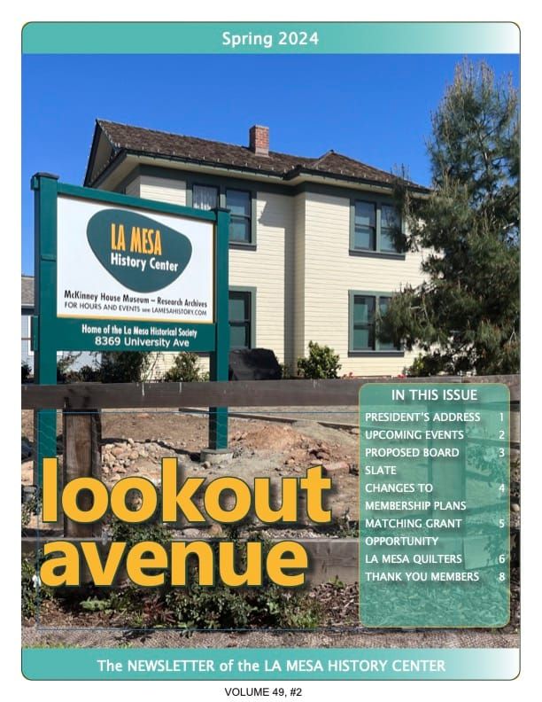 Front cover of Lookout Avenue newsletter Spring 2024