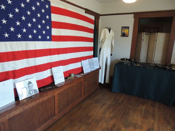 American flag on wall inside history museum